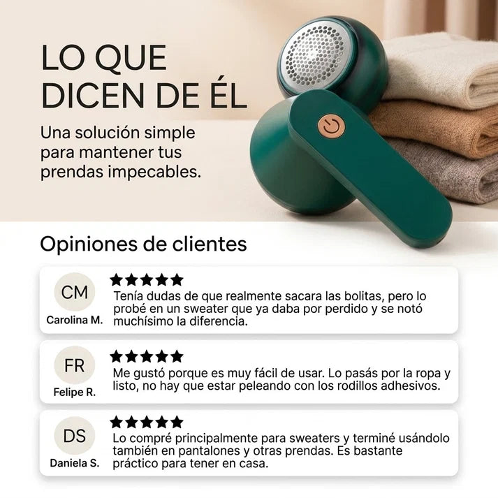 Removedor de Pelusas Eléctrico | Efecto Ropa Nueva Al Instante