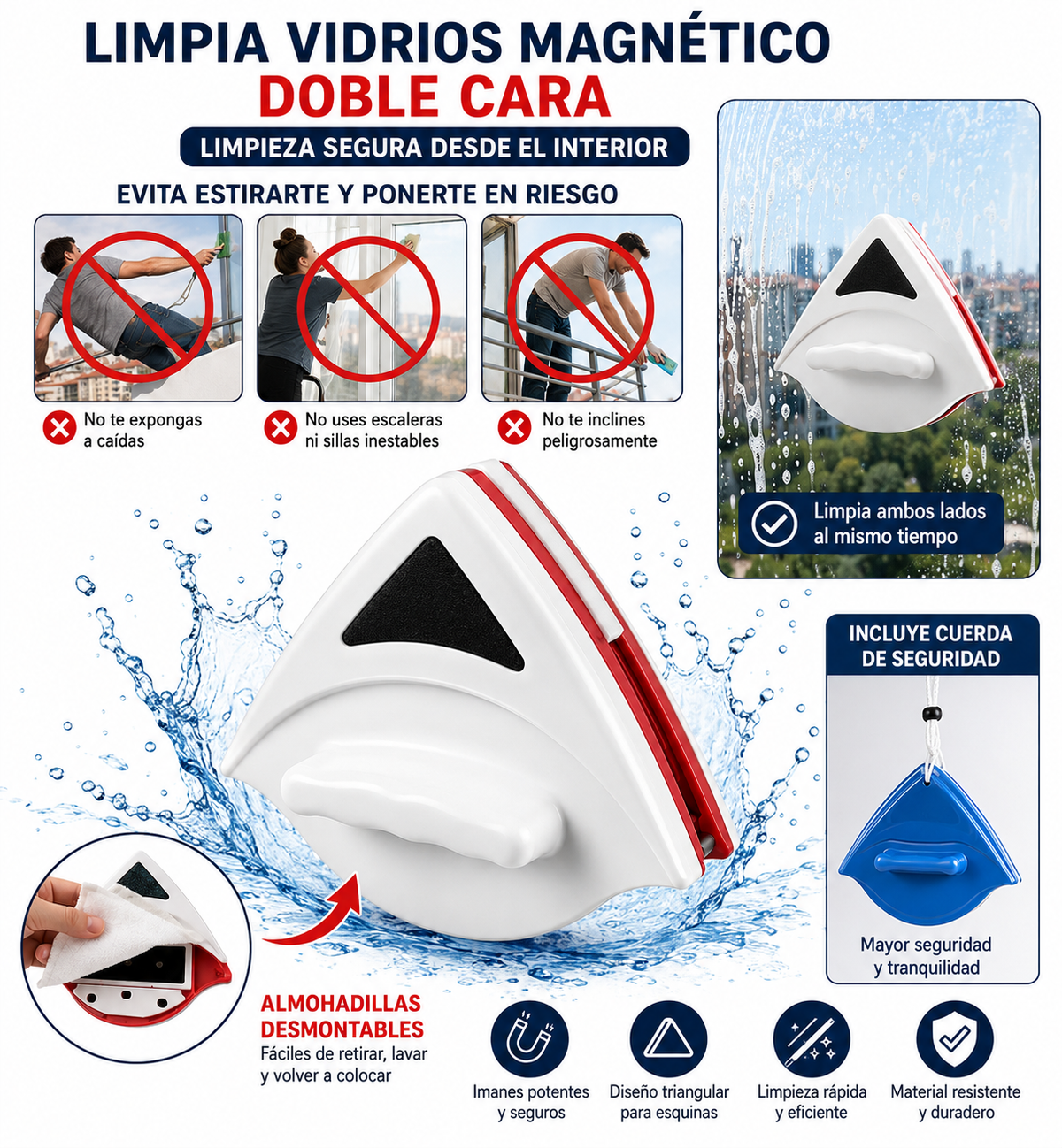 Limpiavidrios Magnético 2 en 1™ – Limpia Ambos Lados a la Vez