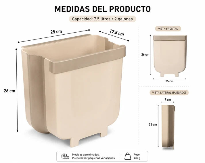 Basurero Plegable y Portatil Ahorrador de Espacio