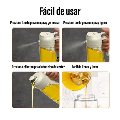 Dispensador de Aceite 2 en 1 | Rocía, Vierte y Cocina sin Desperdiciar