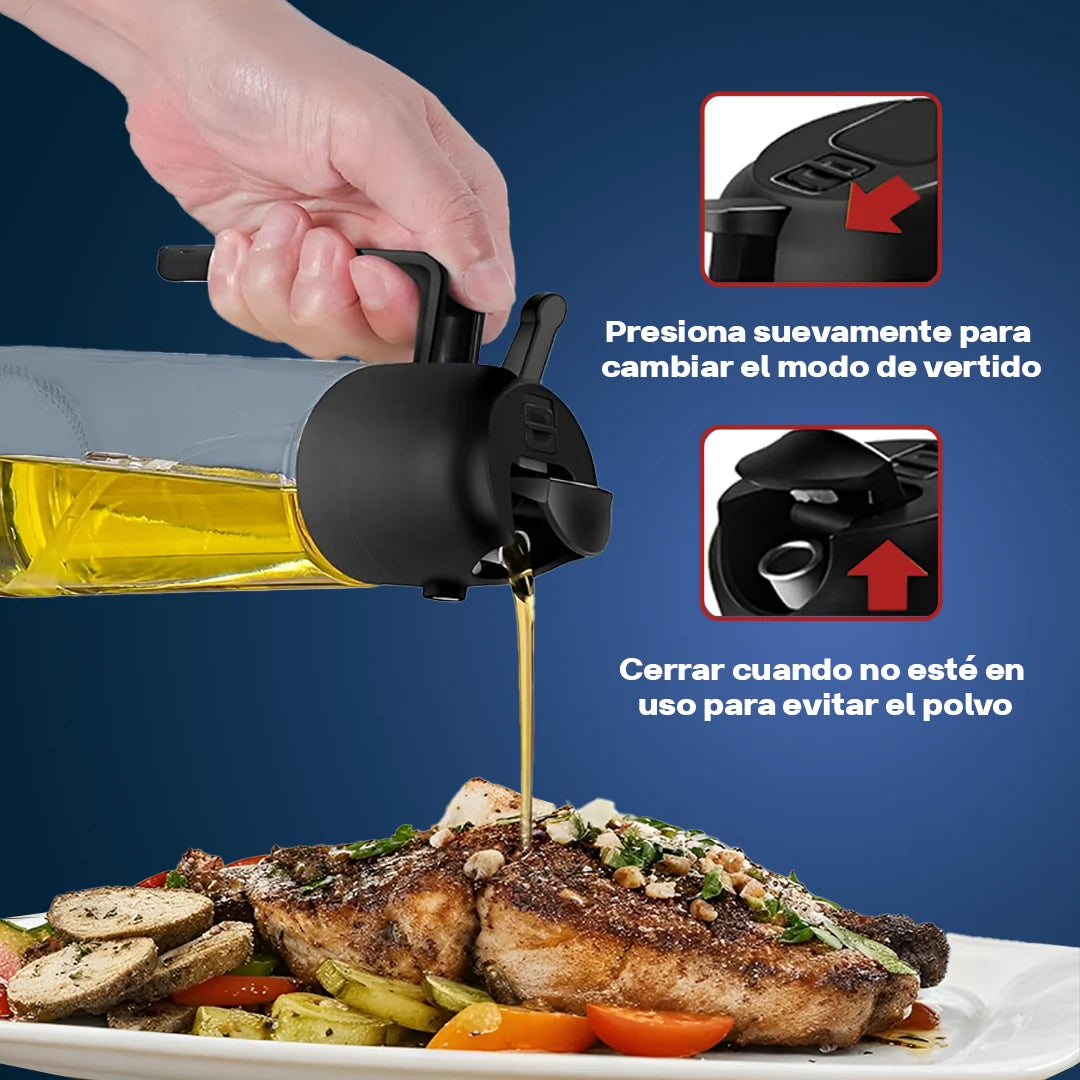 Dispensador de Aceite 2 en 1 | Rocía, Vierte y Cocina sin Desperdiciar